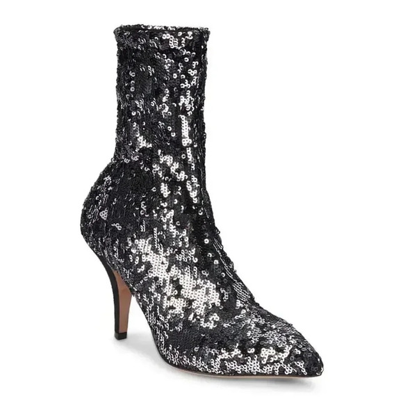 NWOT Valentino Garavani Sequin Sock Booties Nero Silver Size 35.5 (US 6) - Picture 3 of 10